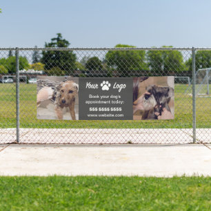 Black Pet Business Banner with 2 Photos and Logo