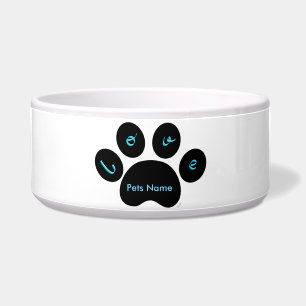 "Black Pet Paw Print with Love You"- Customisable
