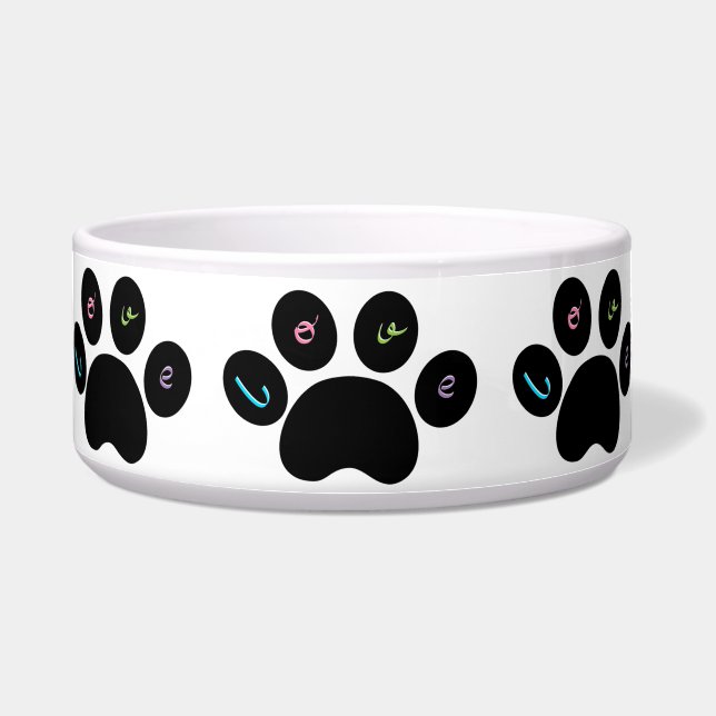 "Black Pet Paw Prints with Love You"- Customisable (Front)
