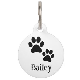 Black Pet Paw Simple (Bailey) Tag