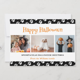 Black Pet Paws Photo Happy Halloween Holiday Card