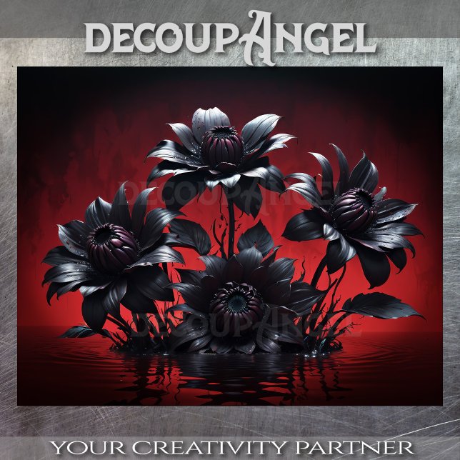 Black Petals Rise - Decoupage - Tissue Paper (Creator Uploaded)