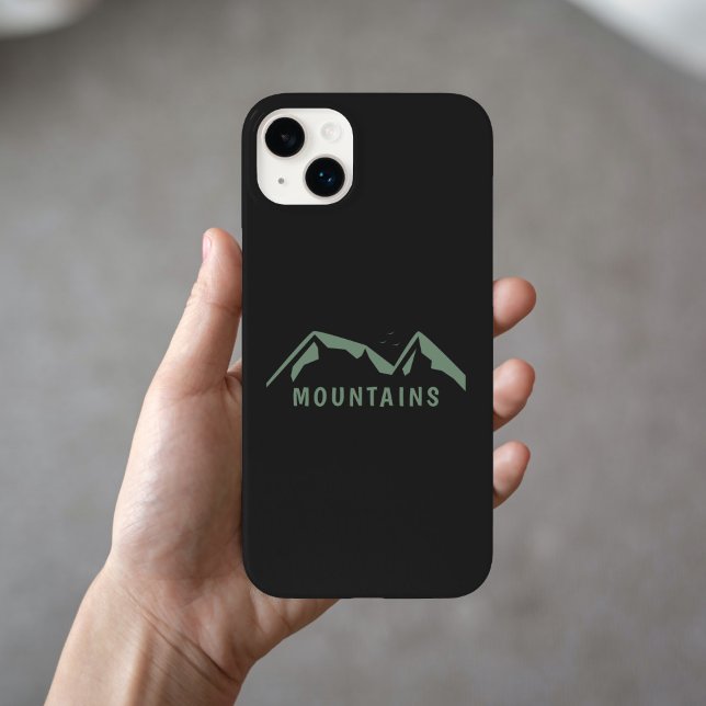 Black Phone Case with Green Mountains (Black Phone Case with Green Mountains)
