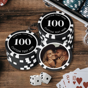 Black Photo 100 Numbered Poker Chips