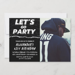 Black Photo 61st birthday invitations Men