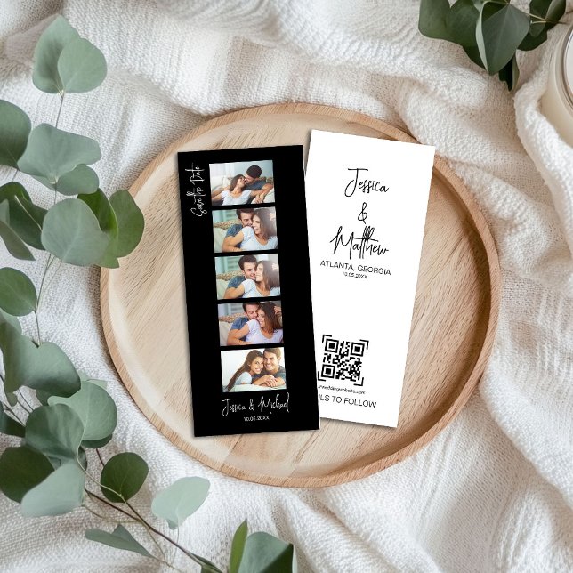 Black Photo Booth Bookmark w QR code Wedding (Creator Uploaded)