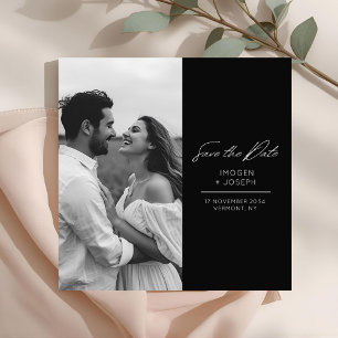 Black Photo Chic Flat Wedding Save The Date Card