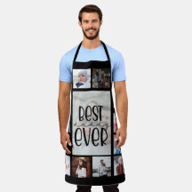 Black photo collage dad fathers day Apron