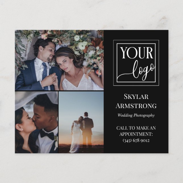 Black Photo Collage Logo Professional Photographer Flyer (Front)