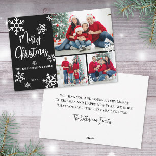 Black Photo Collage Merry Christmas Holiday Card