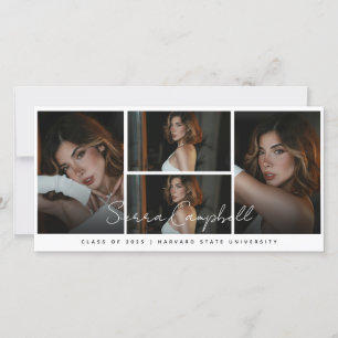 Black Photo Collage Mini Graduation Announcement