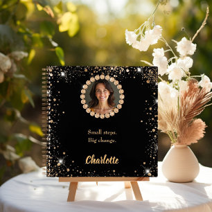 Black photo diamonds inspirational quote notebook