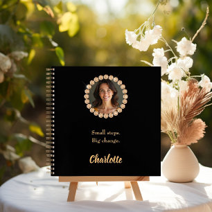 Black photo diamonds inspirational quote notebook