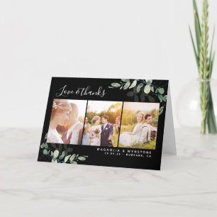 Black Photo Eucalyptus Wedding Thank You Card