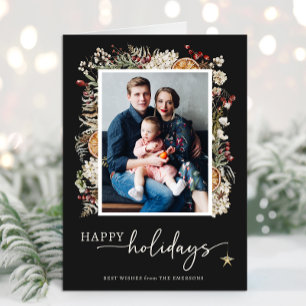 Black Photo Folded Holiday Cards