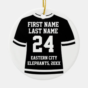 Black Photo Football Soccer Hockey Sports Jersey Ceramic Tree Decoration
