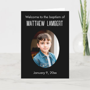 Black Photo Front Polka-Dot Folded Baptism Programme