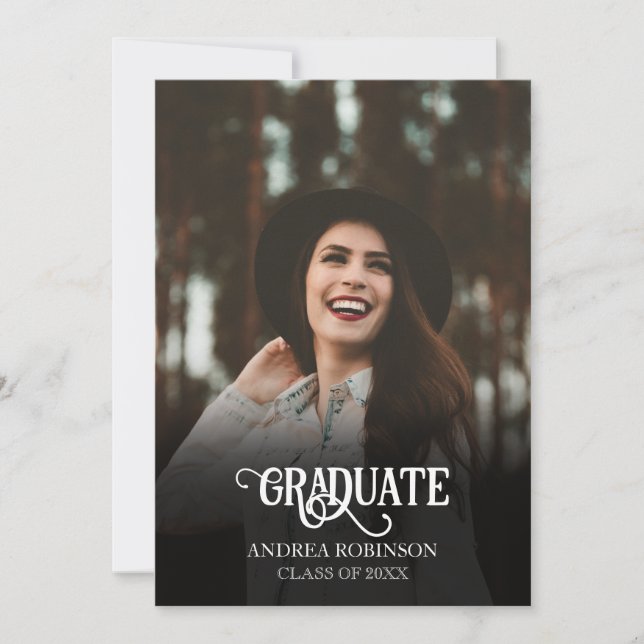 Black photo graduation invitation (Front)