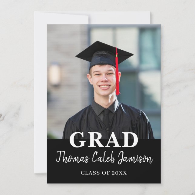 Black Photo Graduation Party Invitation (Front)