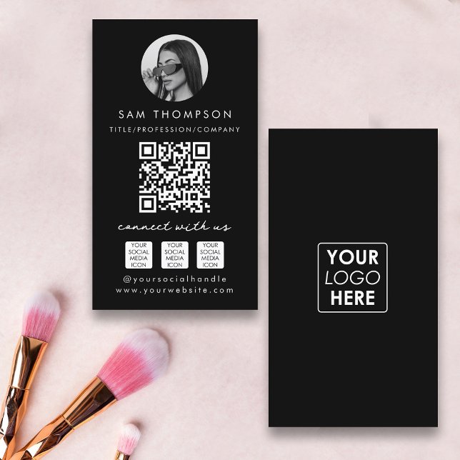 Black Photo Influencer Template  Business Card (Black Photo Influencer Template Business Card)