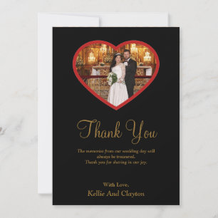 Black Photo Inside A Heart Thank You Card