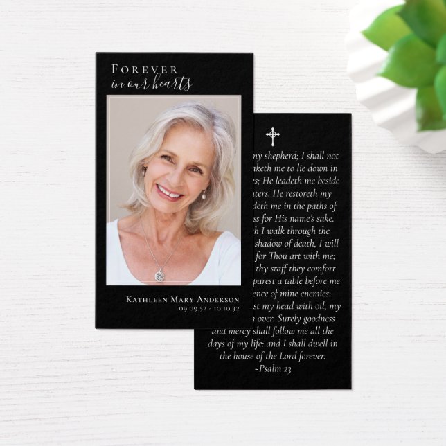 Black Photo Memorial Prayer Card (Desk)