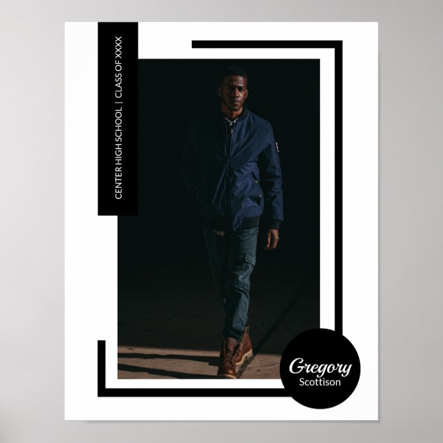 Black Photo Modern Graduation Poster (Front)