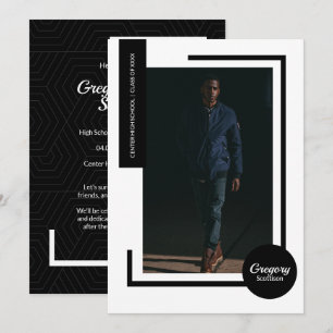 Black Photo Modern Photo Graduation Invite