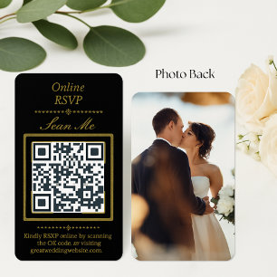Black Photo Online RSVP QR Code Wedding Enclosure Card