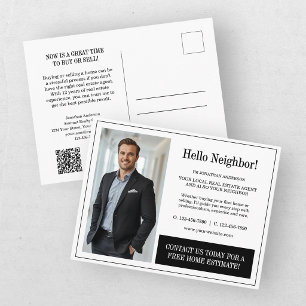 Black Photo Real Estate Agent Business Postcard
