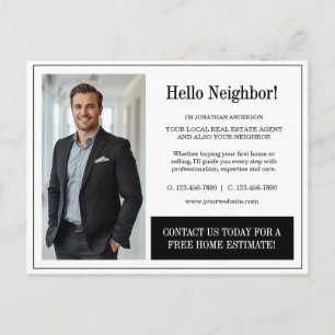 Black Photo Real Estate Agent Business  Postcard