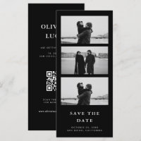 Black Photo Strip QR Code Wedding Save The Date