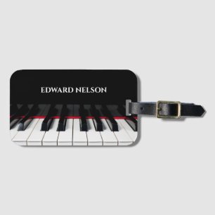 Black piano keys tuts custom name luggage tag