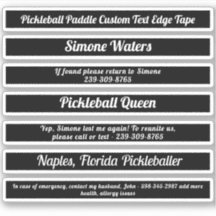 Black Pickleball Paddle Edge Tape Custom Text ICE