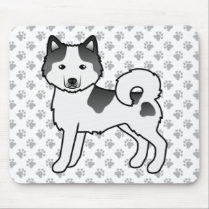 Black Piebald Alaskan Malamute Cute Cartoon Dog Mouse Pad