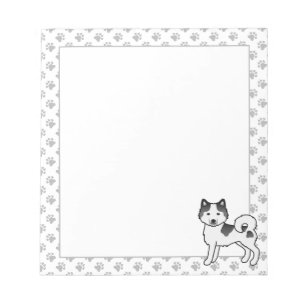 Black Piebald Alaskan Malamute Cute Cartoon Dog Notepad