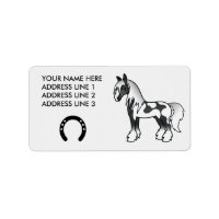 Black Piebald Cartoon Gypsy Vanner Shire Horse