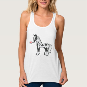 Black Piebald Cartoon Gypsy Vanner Shire Love Singlet