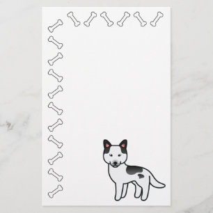 Black Piebald Cartoon Siberian Husky Stationery