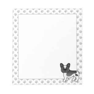 Black Piebald French Bulldog Cute Cartoon Dog Notepad