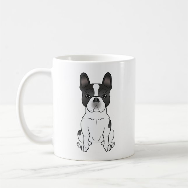 Black Piebald French Bulldog / Frenchie Cute Dog Coffee Mug (Left)