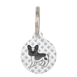 Black Pied French Bulldog Cartoon Dog & Pet's Info Pet Tag