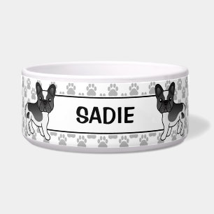 Black Pied French Bulldog Cute Cartoon Dog & Name