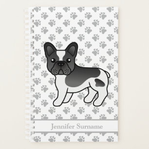 Black Pied French Bulldog Cute Cartoon Dog & Text Planner