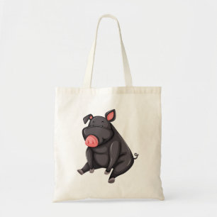 Black pig tote bag