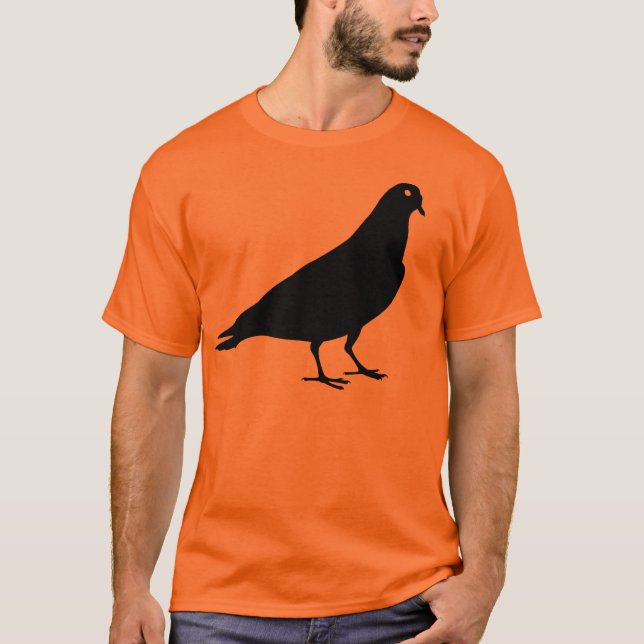 Black Pigeon Bird Print T-Shirt (Front)