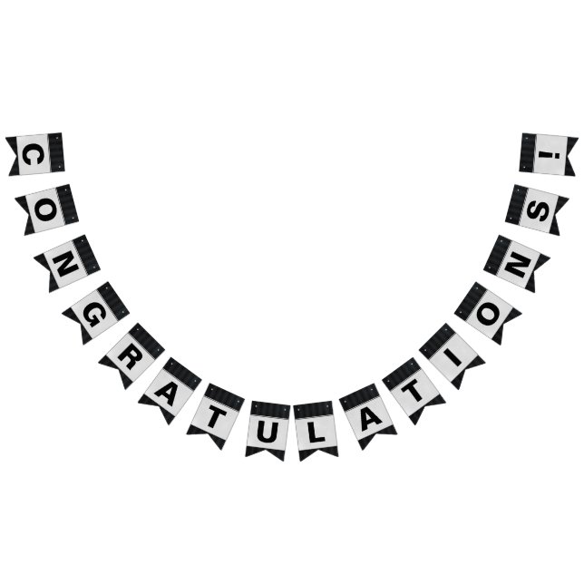 black pin stripe with silver congratulations bunting  (All)