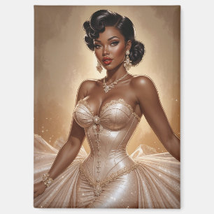 Black Pin-Up Golden Gown Magnet