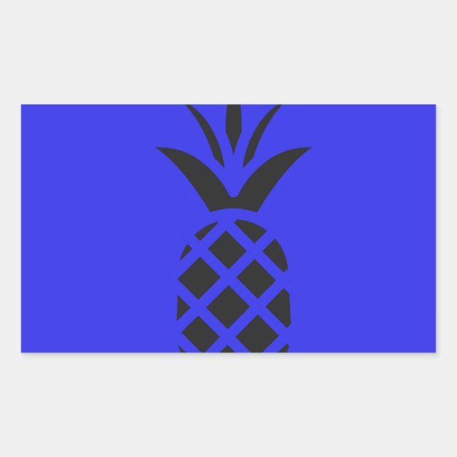 Black Pine Apple in Blue Rectangular Sticker (Front)