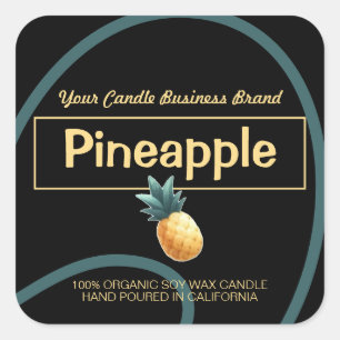 Black Pineapple Style Modern Soy Candles Labels 